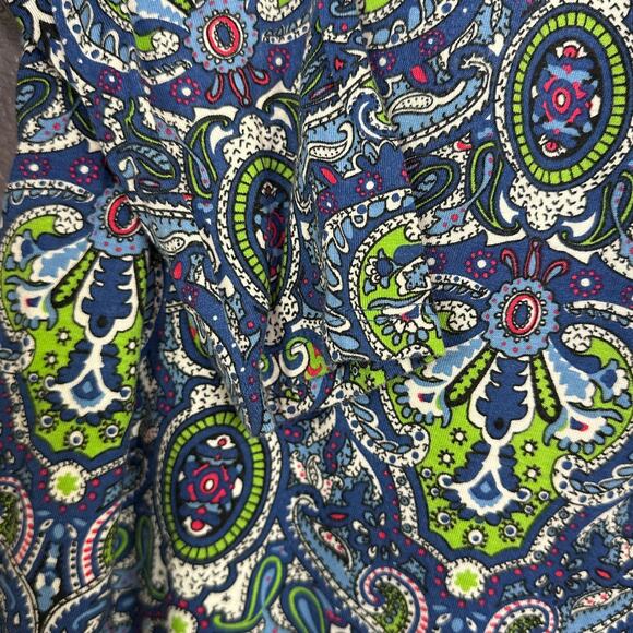 Talbots Paisley Henley Top Size Large Petite Blue 3/4 Sleeve V Neck - Picture 4 of 6
